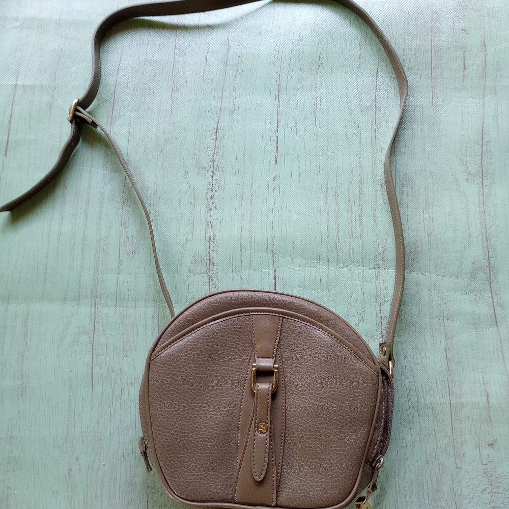 CHAUS CROSSBODY SHOULDER BAG Tan Textured LEATHER Made in Korea